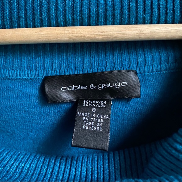 Cable & Gauge Teal Cowl Neck Sweater - Picture 3 of 11